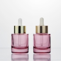 Flacon compte-gouttes de sérum en verre rose écologique de luxe de 30ml bouchon à vis personnalisé huile essentielle conteneur vide nouveau élégant