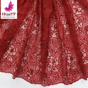 Cordones de red rojos populares con lentejuelas brillantes Malla suave bordada de alta calidad con lentejuelas para Aso Abi 2017 - Product Image 5