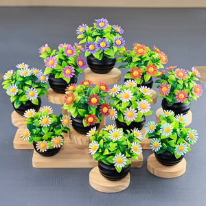 Piante Artificiali in Vaso Decorazioni da Scrivania per Ufficio Piccoli Ornamenti Fiori Artificiali in Plastica Verde Margherite - Product Image 1