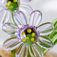 Ornamen Bunga Kaca Mini Bonsai Daisy Ungu Zibo Liuli Buatan Tangan Kustom, Dekorasi Meja, Grosir, MOQ Rendah