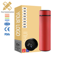 Gobelet isotherme à double paroi en acier inoxydable de 500 ml avec affichage LED de la température, options de couleur et de logo pour cadeaux d'affaires