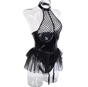 USA Hot Selling Erotic Sexy Women's Latex Lingerie Garters Set <strong>PU</strong> Leather <strong>Bodysuit</strong> with Panties Catsuit Sexi Underwear% - Product Image 6