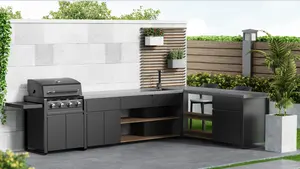2024 gabinetes de cocina al aire libre resistentes a la intemperie modernos modulares de lujo personalizados gabinetes de cocina de acero inoxidable