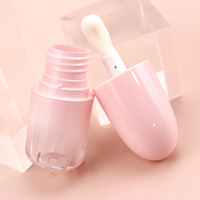 Vente en gros de petits contenants cosmétiques en plastique transparent en forme de balle, 4 ml, impression offset, tubes vides roses personnalisés