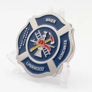 Custom Metal 3d Soft Enamel Fire Dept Rescue Honor Fire Fighter Firefighter Challenge Coin