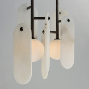 Schwarzer <span class=keywords><strong>Veko</strong></span> Alabaster Moderner Klassischer Bar-Kronleuchter Messing Lange Hängelampe Fernbedienung LED Innenbeleuchtung Esszimmer - Product Image 1