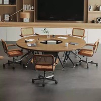 Table de conférence ronde en bois massif de style minimaliste, mobile, modulaire, pliable, pour négociations, formations et réunions, pour bureau