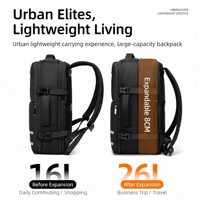 Sac à dos de voyage d'affaires pour homme de luxe, grande capacité, extensible, avec logo personnalisé, imperméable et durable, avec port USB pour ordinateur portable