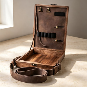 Bolso Bandolera de Madera Rectangular, Color Quemado Intenso, Caja de Almacenamiento para Dibujo, Maletín Portátil para Escritor, Uso en Exteriores - Product Image 4