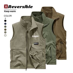 Chaleco Reversible de Forro Polar para Invierno, con Logotipo Personalizado, Cierre de Cremallera, Sin Mangas, 100% Poliéster, Chalecos y Chaquetas para Hombre - Product Image 1