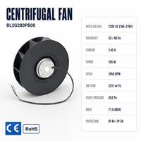 Ventilateur centrifuge EC 230V 50/60Hz à pales courbées vers l'arrière D280 avec contrôle de vitesse PWM 0-10V pour la ventilation des unités de traitement d'air (UTA) CVC