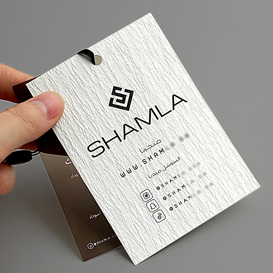 Manufacture Custom Clothing White Paper Hang Tag for Hats Hoodies Textured Cardboard Gold Foil PVC Swing Tags Printing Own LOGO