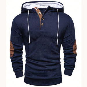 Sudadera con Capucha Personalizada para Hombre, Corte Ajustado, Poliéster, Sudaderas y Hoodies para Hombre, Otoño Invierno, Nuevo Color Sólido con Botones - Product Image 2