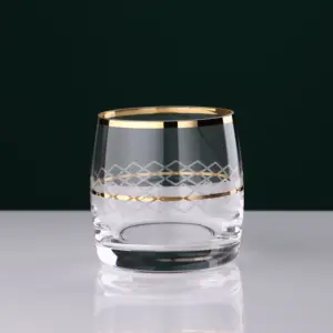 Khách Sạn Sang Trọng Các Mặt Hàng Uống Nước Tumbler Whiskey Thủy Tinh Nước Ép Thủy Tinh Whiskey <span class=keywords><strong>Highball</strong></span> Với Vàng Rim - Product Image 1