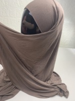 Châle élastique pour femmes musulmanes, hijab instantané à double boucle en jersey, écharpe en modal à carreaux, quatre saisons