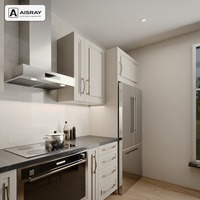Meuble de cuisine îlot classique en contreplaqué mélaminé pour hôtel avec comptoir en quartz