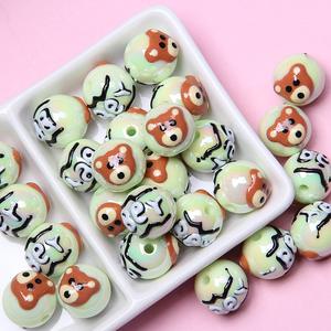 Nuevo diseño, pulsera de cuentas redondas pintadas a mano, colgante de llave, dibujo Manual de 16mm, cuentas Kawaii, cuentas sueltas para Decoración - Product Image 2