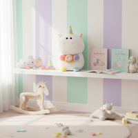 Coussin en peluche Licorne Arc-en-ciel Viral, Super Doux, en Coton PP, Animal en Peluche à Câliner, Cadeau Mignon pour Filles, Accessoire d'Anniversaire pour Enfants