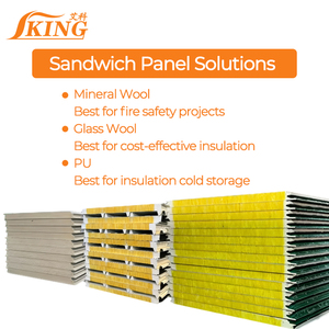 Panel de <span class=keywords><strong>Techo</strong></span> Sándwich de Lana Mineral ISOKING, Estructura de Acero, Resistente al Fuego, <span class=keywords><strong>Aislamiento</strong></span> Térmico para Almacenes, Exteriores y Paredes - Product Image 2