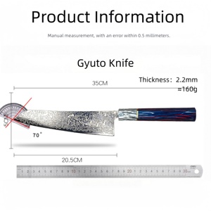 Couteau de cuisine professionnel Kiritsuke en acier Damas pour la restauration, le HORECA et le marché de détail – Couteau de chef multi-usage - Product Image 6