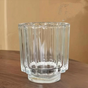 Vente en gros usine de pots à bougies en verre vides recyclables à rayures avec ouverture facile pour produits ménagers - Product Image 4