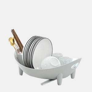 選択楽しい立ち型プラスチック皿ラック排水機キッチンオーガナイザー排水バスケット卸売家収納機構 - Product Image 1