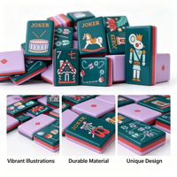 Ensemble de Mahjong de Luxe Moderne Pliable et Portable, Tuiles en Plastique Acrylique, Série Casse-Noisette, Design Cirque Fantaisie, Durable