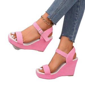 Women Square Toe Suede Wedge <b>Sandals</b> Summer New European American Thick Sole Roman <b>Sandals</b> Wholesale - Product Image 5