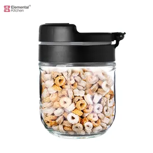 Glass Food Storage Container Airtight With Press Release Lid 1300ml