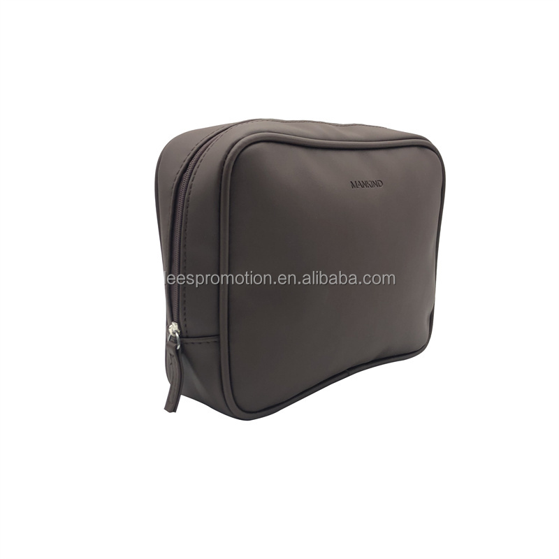 Популярный дизайн Dopp Kit хороший материал набор для ухода за кожей сумка большой емкости для макияжа коричневый PU PVC Кожаная мужская косметичка