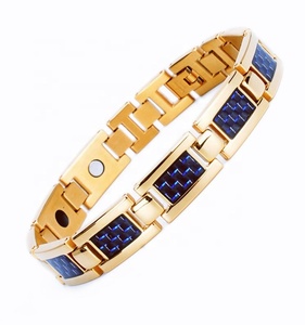 Pulseira magnética íon negativo turmalina germânio com cura pedra aço inoxidável amor neutralizador radiação - Product Image 2