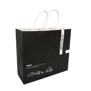 Sac en papier kraft avec poignée, impression offset de logo personnalisé, pour chaussures, vêtements, chaussettes et emballages de fourrures - Couleurs personnalisées recyclables - Product Image 1