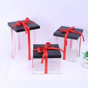 3 Trong 1 Rõ Ràng Nhựa Bánh Hộp Với Ribbon Knot Phong Cách Bọt + Các Tông + PET Bánh Bao Bì Hộp - Product Image 5