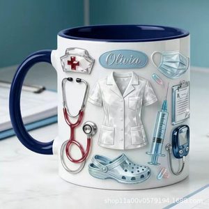 Taza <span class=keywords><strong>de</strong></span> Cerámica Personalizada Estilo Uniforme Médico con <span class=keywords><strong>Diseño</strong></span> <span class=keywords><strong>de</strong></span> Dama, Regalo <span class=keywords><strong>para</strong></span> el Día <span class=keywords><strong>de</strong></span> la Enfermera, Ideal <span class=keywords><strong>para</strong></span> Café - Product Image 4