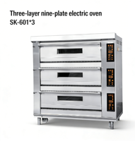 Four électrique numérique automatique à trois niveaux et neuf plaques pour boulangerie, haute efficacité pour la cuisson du pain, des pizzas et des pâtisseries