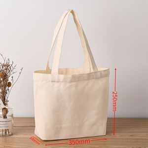 35*40*10cm Custom Logo Size Printed <b>Plain</b> Bulk <b>Large</b> Organic Calico Cotton <b>Canvas</b> Long Handle Grocery Shopping Strap Tote Bag - Product Image 4