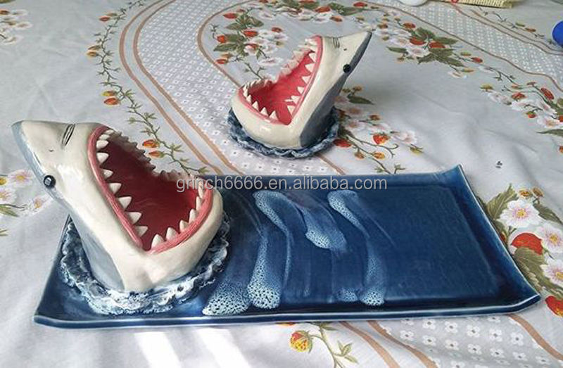 Assiette à Sushi En Forme De Requin | Plateau à Fromage | Plateau à Sushi En Céramique | Planche à Fromage Rectangulaire En Forme De Requin | Plaque En Céramique Peinte à La Main | Plateau à Sushi