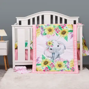 3-Pieces Crib Bedding Comforter Fitted Sheet Crib Skirt Cot Bedding Set