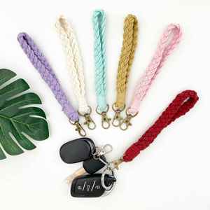 Chaîne de téléphone portable simple en tissu tressé, cordon en coton tressé fait main, dragonne, porte-clés, pendentif décoratif à suspendre - Product Image 6
