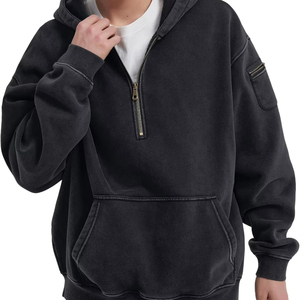 Felpe con cappuccio da uomo all'ingrosso OEM 100% cotone un <span class=keywords><strong>quarto</strong></span> di una cerniera felpa con cappuccio 380 grammi Unisex felpe - Product Image 1