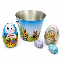 Seau de Pâques en fer blanc écologique personnalisé OEM/ODM avec poignée, mini seau en métal pour enfants pour ramasser les œufs de Pâques