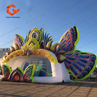 Scène extérieure gonflable, décoration de fond de scène DJ en forme de papillon, tente gonflable en forme de papillon pour les festivals de musique