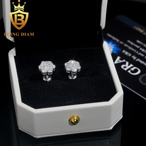 Mới Đến Với Gra Giấy Chứng Nhận Vòng Cắt Moissanite Kim Cương Bông Tai 925 Sterling Bạc Hiphop <span class=keywords><strong>Stud</strong></span> Bông Tai Thiết Lập Cho Unisex - Product Image 5