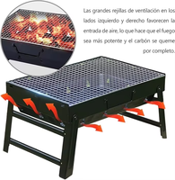 Barbecue pliable pour 3 à 5 personnes, léger, durable, portable, en aluminium, avec allumage piézoélectrique au charbon de bois, dispositif de sécurité contre la dépletion d'oxygène
