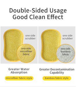 <span class=keywords><strong>Éponge</strong></span> en microfibre de FIBRE de <span class=keywords><strong>BAMBOU</strong></span> en forme de 8 <span class=keywords><strong>éponge</strong></span> en microfibre double face de cuisine <span class=keywords><strong>éponge</strong></span> à vaisselle réutilisable propre pour casseroles et poêles à vaisselle - Product Image 2
