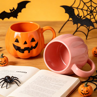 Mug en porcelaine en forme de citrouille d'Halloween, créatif, en 3D, résistant aux hautes températures, compatible micro-ondes, cadeau de fête personnalisé, mug à café