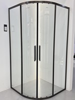 Mampara de Ducha de Vidrio Templado de Nuevo Diseño, 8 mm de Grosor, Moderna, de Aluminio Negro, Puerta Pivotante para Baño de Hotel, Ecológica