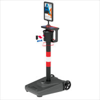 Poteau de barrière de sécurité noir avec poteaux de ceinture rétractables de 20m avec cadre de signalisation Facile à installer une barrière de 75 pieds
