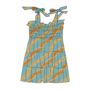 Fabrika OEM Hawaii baskılı çocuklar kızlar önlüklü elbise <span class=keywords><strong>Lace</strong></span> up özel tasarım çocuk çiçek elbise - Product Image 2