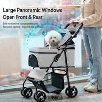 Poussette pliable pour animaux de compagnie personnalisable en gros avec sac de transport détachable 360 °   Poussette panoramique pour chien et chat avec roues pivotantes OEM